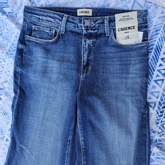 ⭐NWT⭐L'Agence Scottie Wide Leg Jeans Blue 28" waist USA made - Picture 7 of 11